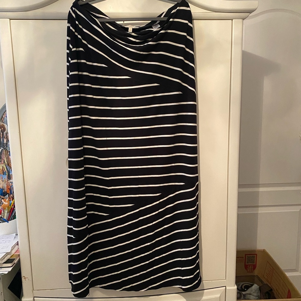 Talbots Asymmetrical Black and White Striped Skirt